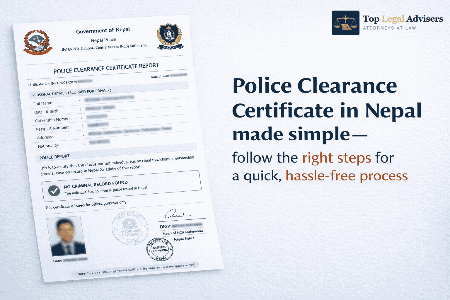 Police Clearance Certificate Report In Nepal